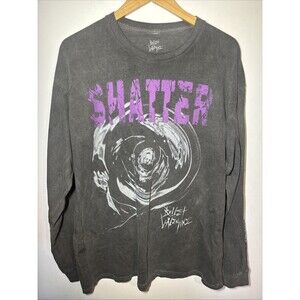 LARGE SHATTER SWIRL BLACK LONGSLEEVE TEE VINTAGE WASH SUN FADE LOOK